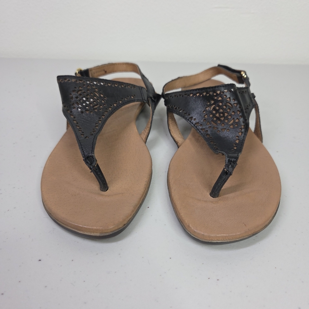 Pikolinos Black and Tan Women's Thong Sandals Lazer Cut-out - Picture 4 of 16